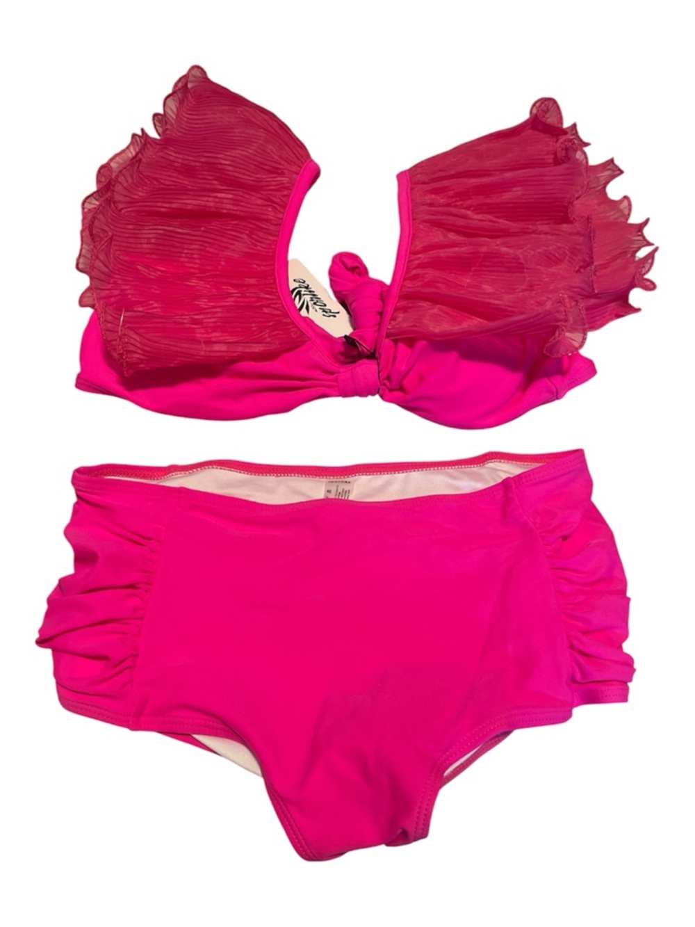 Sporlike Ruffled Bikini Set Hot Pink Small